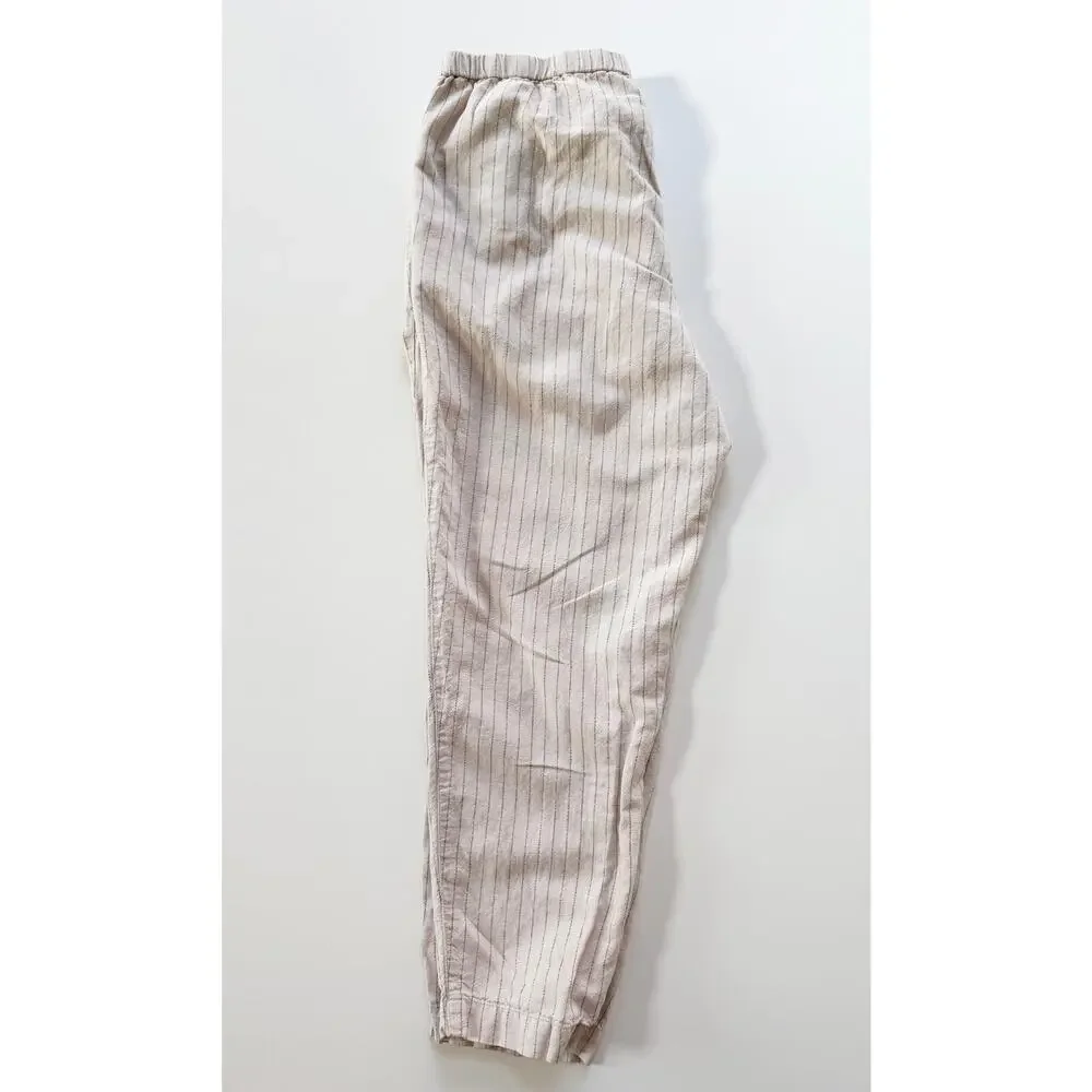 Uniqlo‎ Cream Linen Pants Pin Striped  Large
